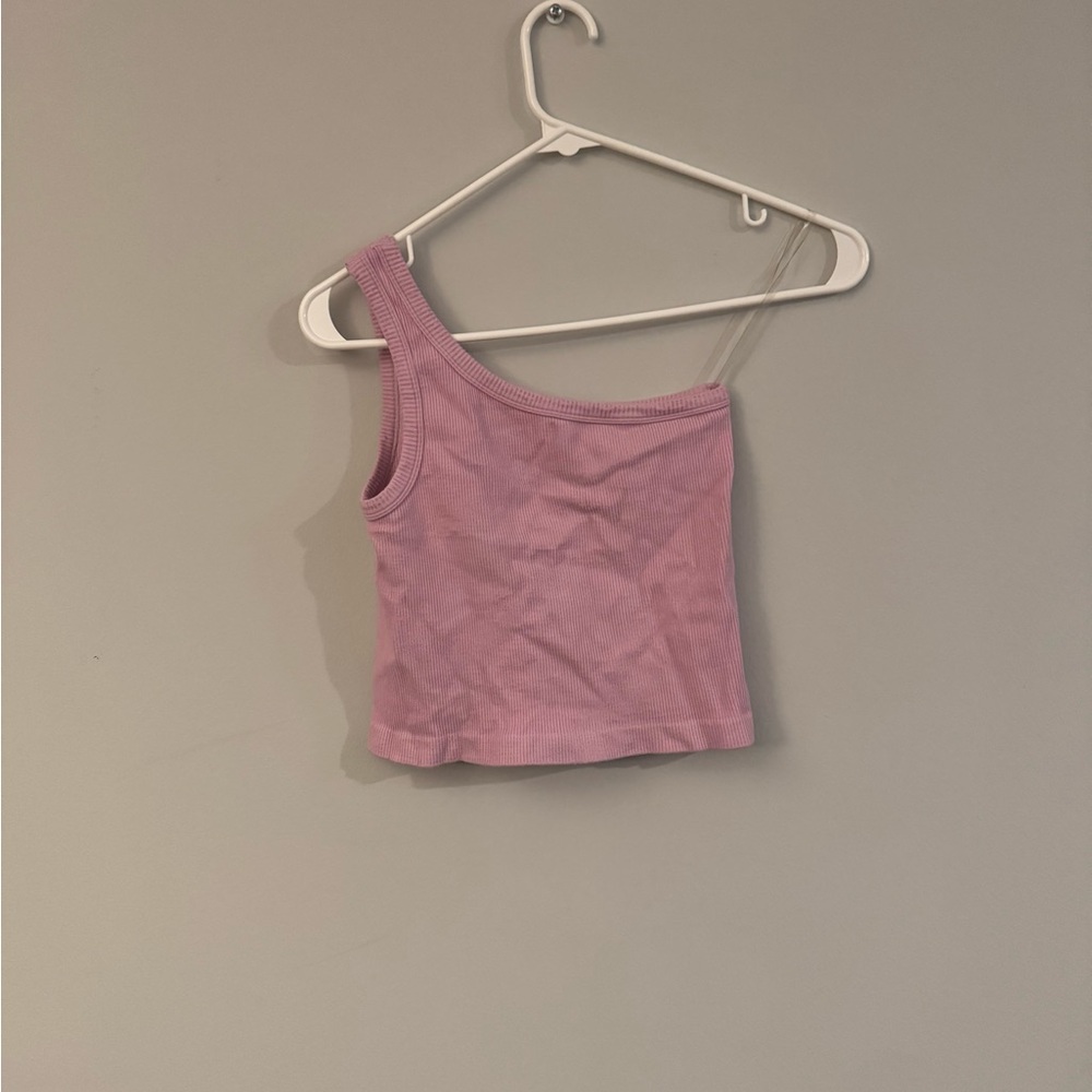 By Together Pink Asymmetrical Crop Tank Top